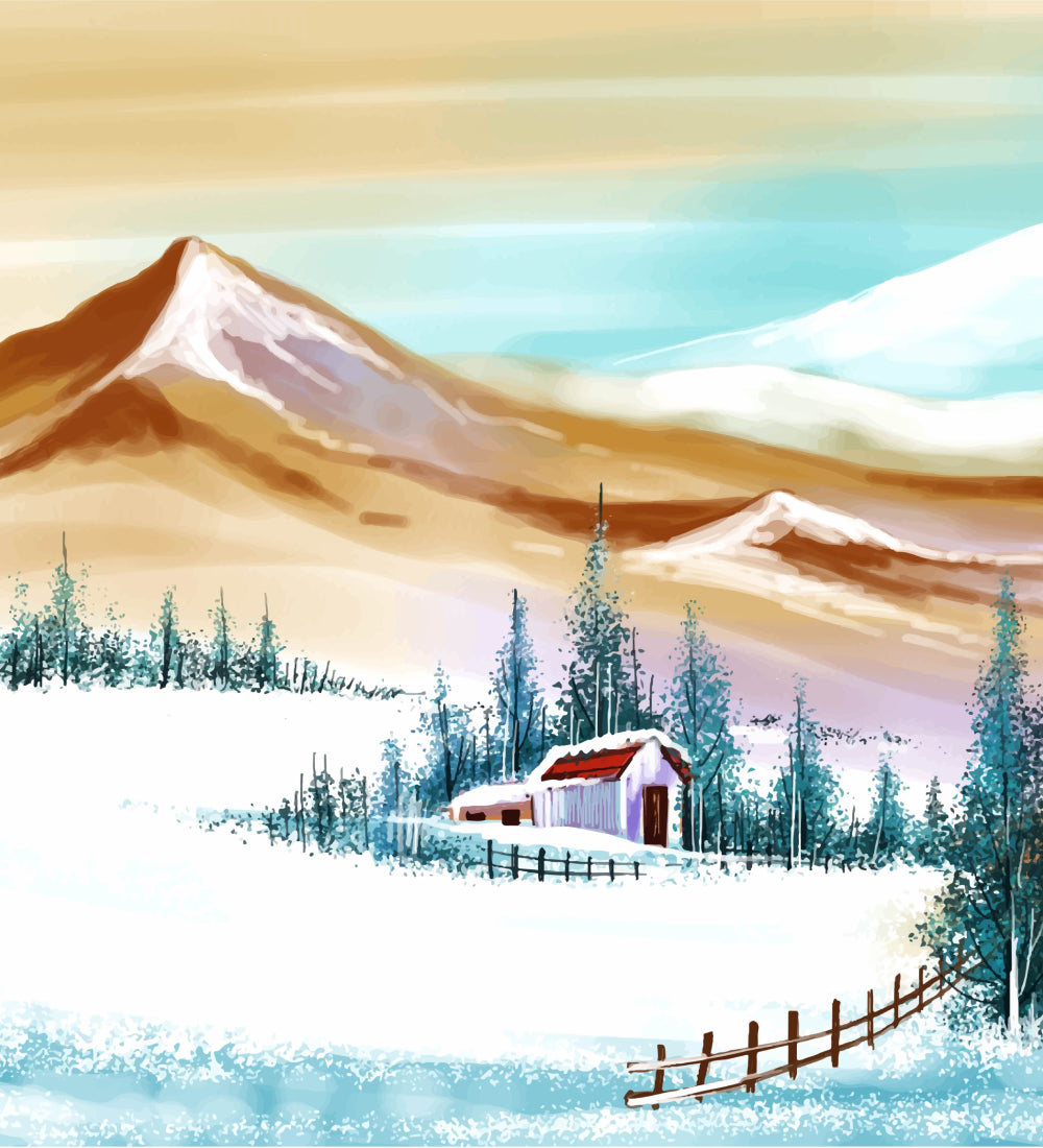 Winter christmas landscape with forest