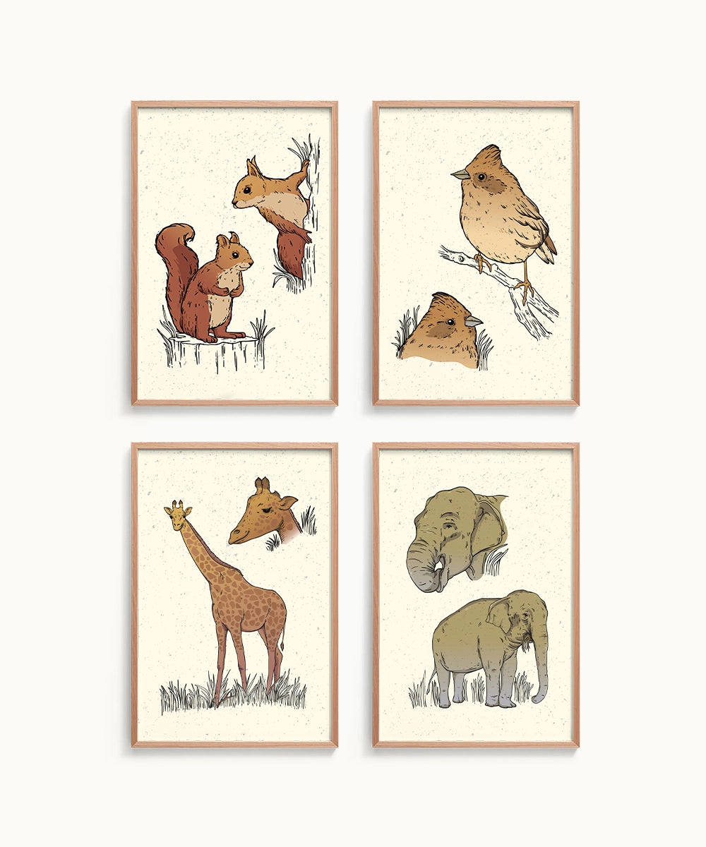 Watercolor Safari Animal Wall Painting
