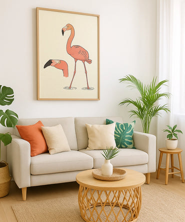 Pink Flamingo Portrait Wall Art Painting