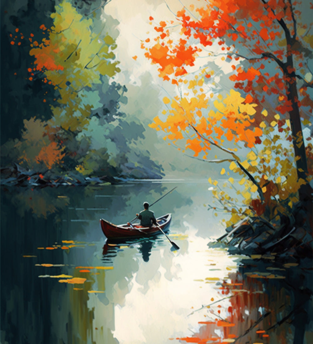 A man in a boat on a river
