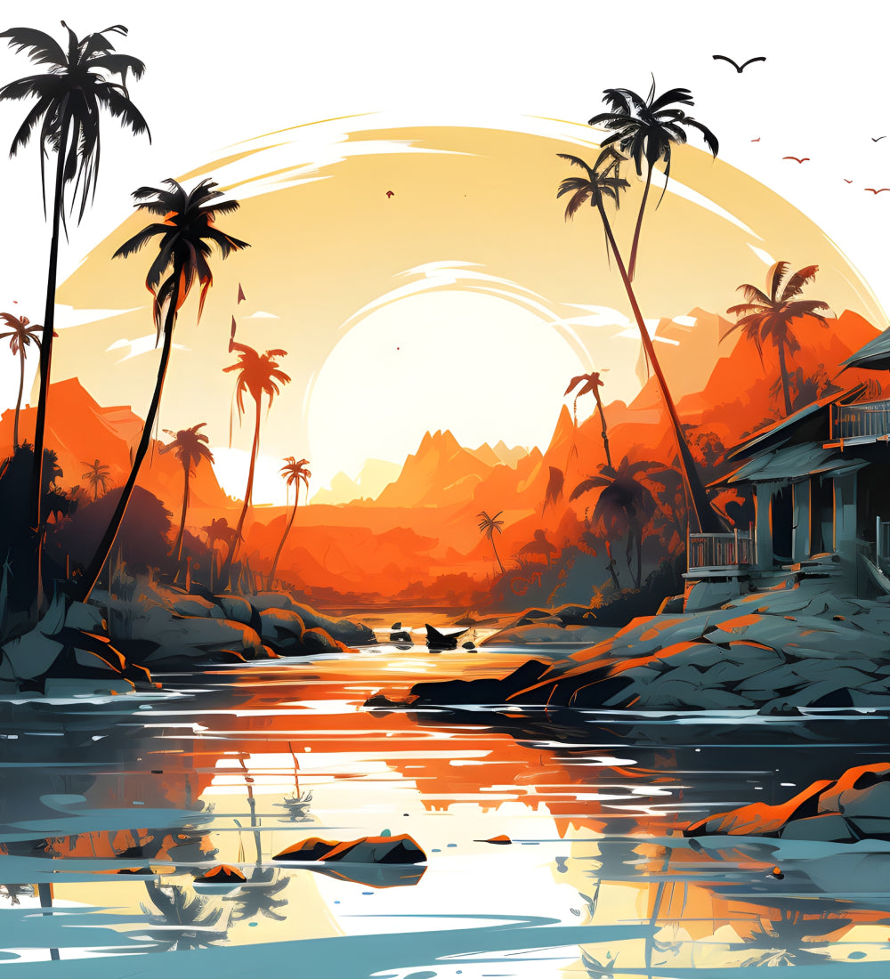 Sunset horror island art