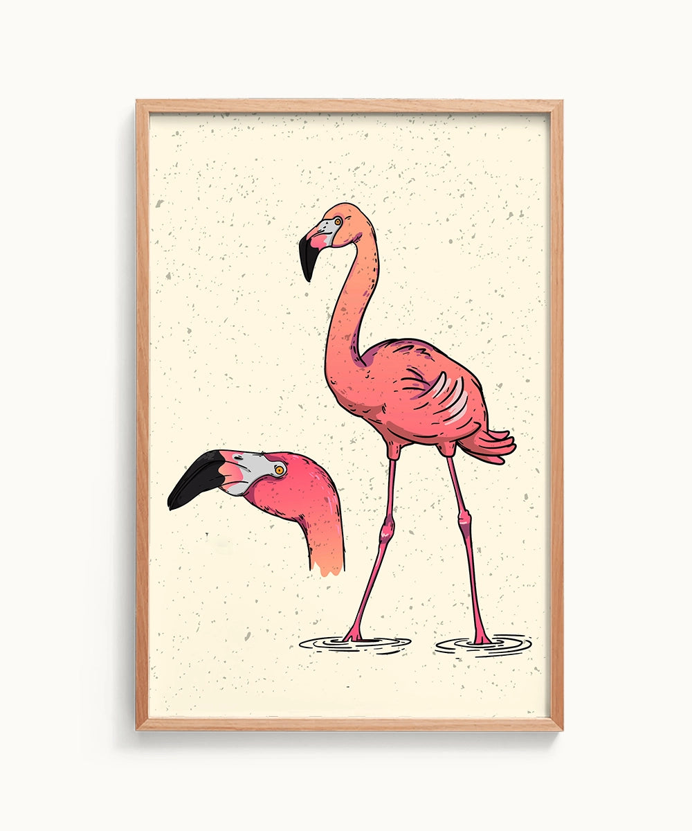 Pink Flamingo Portrait Wall Art Painting