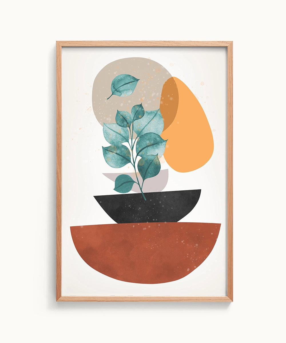 Abstract Pottetry Wall Print Minimalist Plant Art