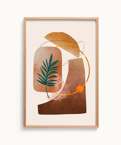 Desert Bloom With Palm Leaf On Abstract Arts